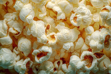 Closeup View of Freshly Popped Popcorn Kernels