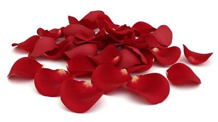 Valentine's day festival image with red rose petals on white background