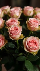 Happy valentine's day festival image with beautiful pink roses bouquet