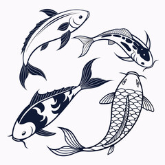 Three koi fish illustration