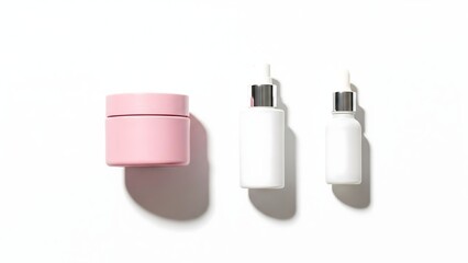 Minimalist skincare product photography for beauty cream and lotion bottles on white background