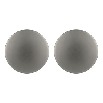 Pair of matte grey round metal buttons