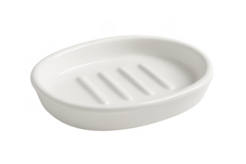 White ceramic soap dish on transparent background