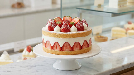Strawberry Shortcake In Bakery Interior