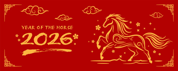 Year of the Horse 2026 Chinese New Year banner