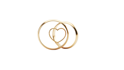 Golden wedding rings isolated on transparent background