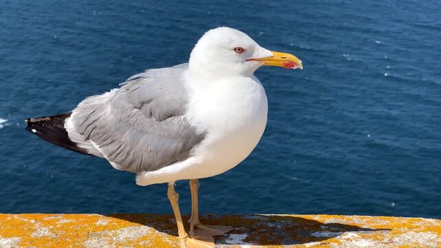 Gaviota caminando sobre muro en Islas C&iacute;es