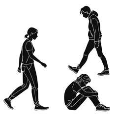 Silhouette of people engaging in physical activities