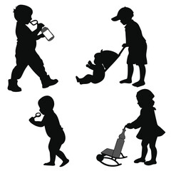Silhouettes of children playing