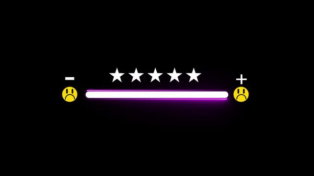 glowing neon Customer rating concept with businessman five-star feedback bar, representing user experience, client satisfaction, online review, service evaluation, digital feedback, and performance.