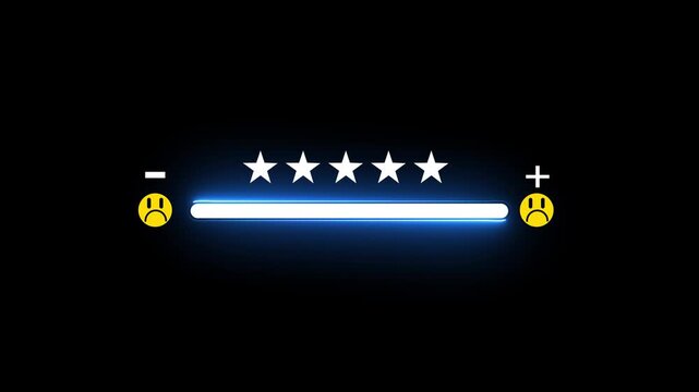 glowing neon Customer rating concept with businessman five-star feedback bar, representing user experience, client satisfaction, online review, service evaluation, digital feedback, and performance.
