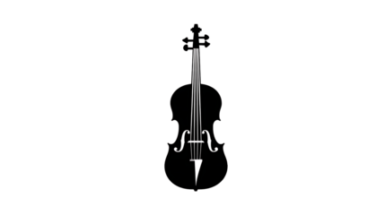 White Violin Outline on transparent Background, Musical Instrument Illustration