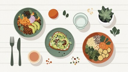 set of easter eggs and flowers