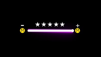 glowing neon rating concept with businessman five-star feedback bar, representing user experience, client satisfaction, online review, service evaluation, digital feedback, and performance.