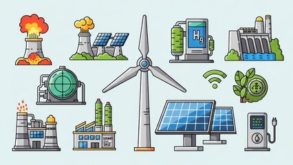 solar panels and wind turbines