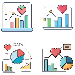 Obraz premium Data chart with heart, clean vector