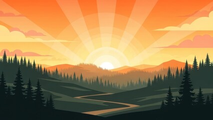 sunset over the mountains