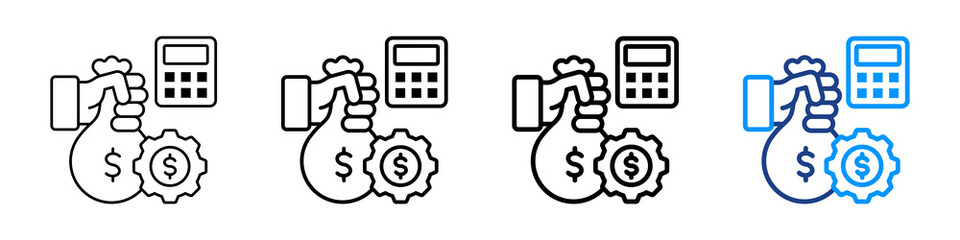 Cost Management Icon Different Style Outline Collection Set.