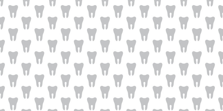 Cute seamless pattern background with outlined teeth for dental, oral care medicine design