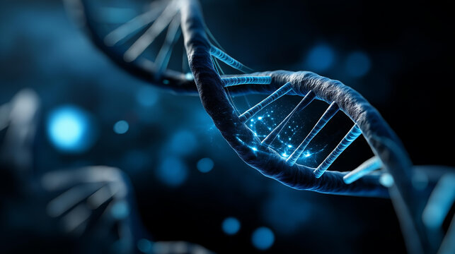 Exploring intricate dance of DNA, genetic material choreography, molecular biology movement, hereditary information flow, genome structure dynamics, nucleic acid interaction, with copy space