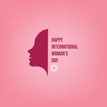 Happy International Women&rsquo;s Day Greeting Card with Female Face Silhouette