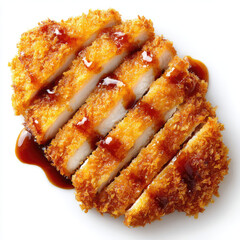 Crispy fried tonkatsu with savory sauce and golden crust