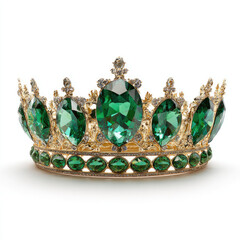 Emerald crown with gold filigree and large green gems