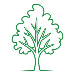 A simple green sketch of a tree with rounded foliage and a trunk