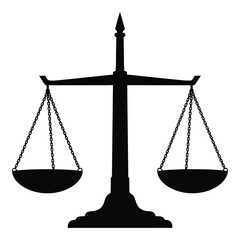 A classic silhouette of scales of justice representing law and fairness