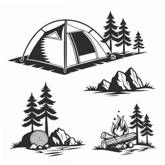 Camping scene illustrations