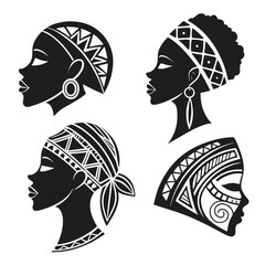 Silhouettes of african women with traditional headwear