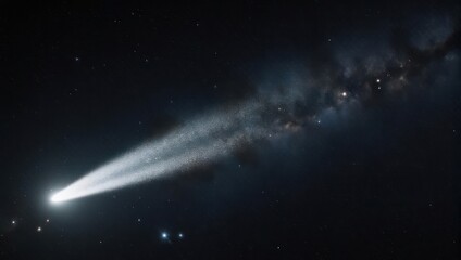 Fototapeta premium Bright comet streaks across the dark night sky, celestial wonder.