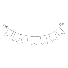 Garland Coloring Page SVG, Decorative Love Hearts Line Art, Black and White Vector Doodle Style. Valentine's Day.