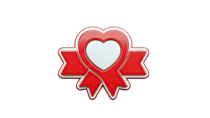 Red Heart Ribbon Badge