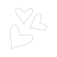 Hearts Coloring Page SVG, Decorative Love Hearts Line Art, Black and White Vector Outline. Valentine's Day.