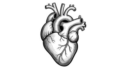 Hand drawn human heart anatomy