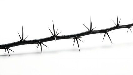 Thorny branch on white background