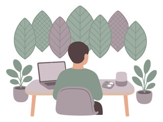 Minimalist Neurodivergent Home Office Vector for Mental Focus