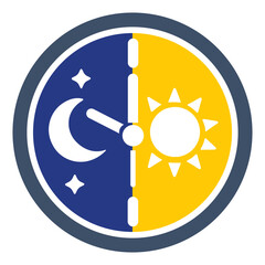 Circadian Rhythm Clock Icon with Sun and Moon Cycle