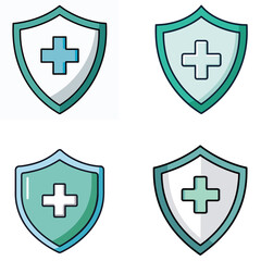 Obraz premium Medical shield with plus sign, minimal icon