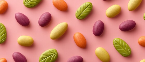 Fototapeta premium Abstract Culinary Background with Colorful Shapes and Patterns Inspired by Nature for Creative Projects and Designs