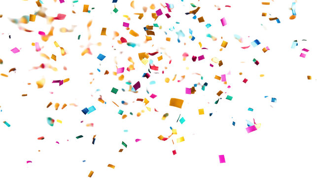 Colorful confetti celebration on transparent background