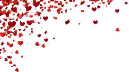 Red hearts confetti on transparent background
