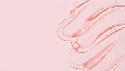 Pink Gel Swirls with Bubbles on Pink Background cosmetic texture