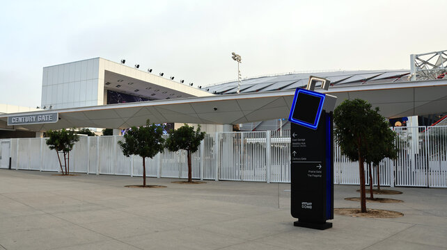 Inglewood, California &ndash; December 12, 2025: Exterior view of Intuit Dome, modern sports and entertainment arena