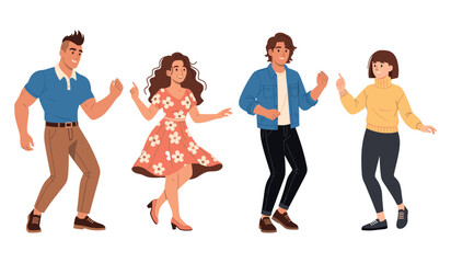 Fototapeta premium Diverse group of young adults dancing in casual outfits