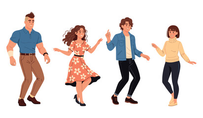 Fototapeta premium Group of diverse young adults dancing in casual attire