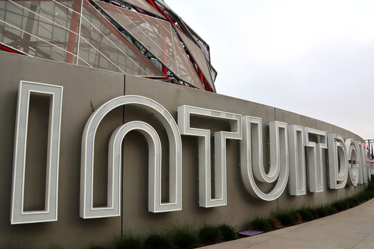 Inglewood, California &ndash; December 12, 2025: Exterior view of Intuit Dome, modern sports and entertainment arena