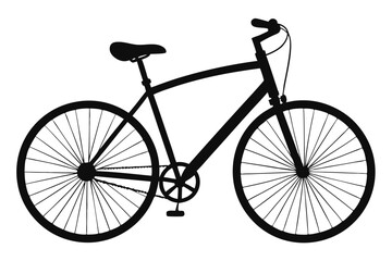 Obraz premium Modern Bicycle Silhouette Vector Graphic, Minimalist Mountain Bike Icon Isolated on White Background for Sports and Healthy Lifestyle Designs