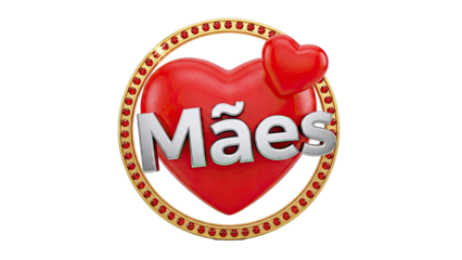 Mothers Day Heart Emblem with 'M?es' Text